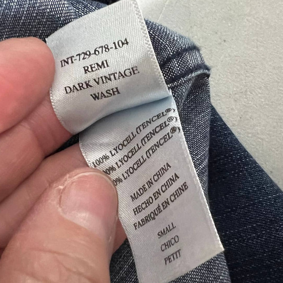 Rails Remi Dark Vintage Wash Western Denim Button Down Size S - Picture 7 of 9